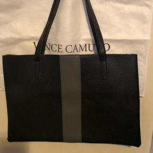 New Vince Camuto black grey vegan tote
